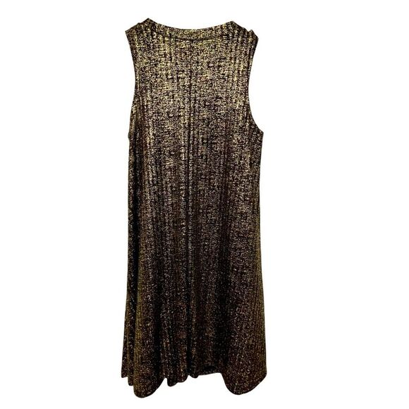 Want and Need Mini Shift Dress Black Metallic Gold Women’s Size Medium - Picture 2 of 8